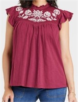NEW Knox Rose Women's Short Sleeve Embroidered