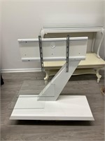 White Mounted TV stand w 2 Glass Shelves Like New