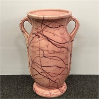 VTG Brush Pottery Pink,Black Cobweb Vase #711 USA