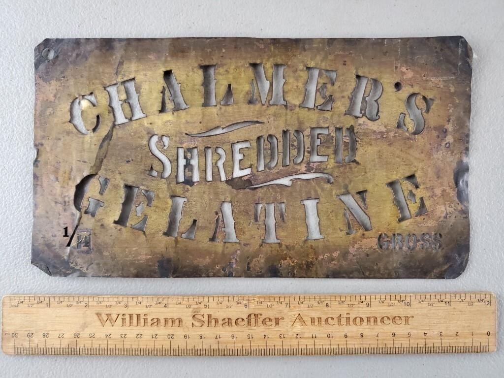 Brass Stencil Chalmers Shredder Gelatine