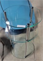 3 TIERED ROUNDED GLASS END TABLE