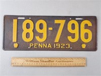 1923 Pennsylvania License Plate