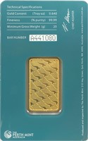 20g. Perth Mint .9999 Gold Bullion Bar