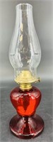 Antique Ruby Red Oil Lamp