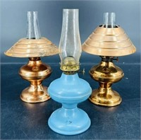 3 Antique Oil Lamps