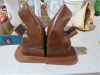 PAIR OF WOOD PRIEST BOOKENDS