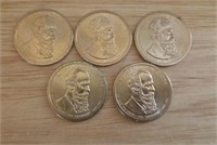 5 Rutherford Hayes One Dollar Gold Tone Coins