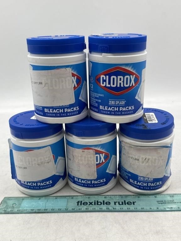 NEW Lot of 5 Clorox Bleach Packs Throw in Washer