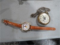 MICKEY MOUSE WATCH WITH LEATHER BAND,TRAIN P.WATCH
