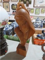 WOODEN CARVED LADY BUST STATUE