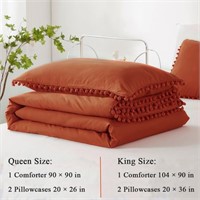 Jolusere Burnt Orange Comforter Set Queen