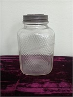 Vintage Waffle Glass Hoosier  Jar