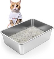 IKITCHEN Stainless Steel Cat Litter Box, Metal Cay