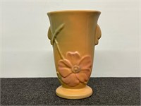 Signed Weller Vase 1940's Orange Pink Dogwood