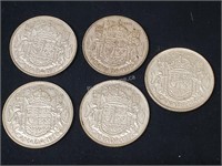 5 - CANADIAN HALF DOLLARS