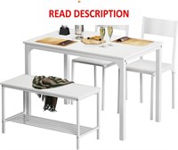 Soges 4 Person Dining Table Set  43.3 inch  White
