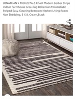 NEW 5' x 8' Turkish Area Rug, Cream & Black