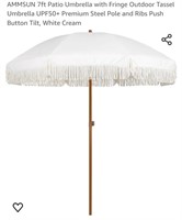 NEW 7' Patio Umbrella w/ Fringe, Button Tilt,