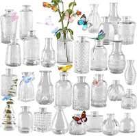 Jelofly 26 Pack of Small Glass Bud Vases