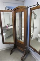 ANTIQUE FULL LENGTH MIRROR - WITH SWINGING SIDES