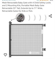 Mesh Retractable Baby Gate with 4 Child Safety