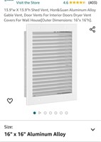 13.9"w X 13.9"h Shed Vent, Hon&Guan Aluminum