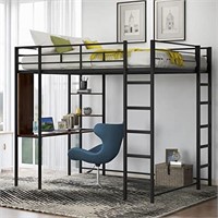 Lostcat Full Size Loft Bed with Desk & 3-Storage