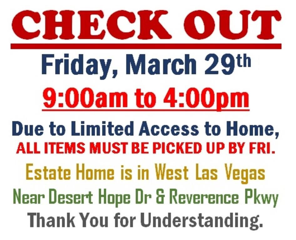 Thur@12pm- West Las Vegas Estate Online Public Auction 3/28