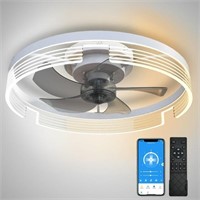 B6488 White Ceiling Fan with Light-Modern