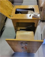 Mid-Century Sewing Machine in Cabinet