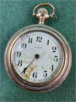 ELGIN POCKET WATCH HAS GOLDTONE CASE NEEDS SOME