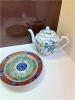 Teapot and Ornate Plate