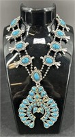 Vintage Turquoise Navejo Spider Web Necklace