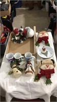 Christmas decorations, bowls, mugs