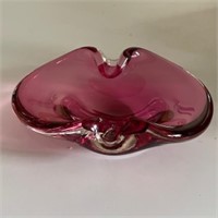 Pink ART Glass Ashtray 7" l x 6" w x 2.5" t