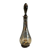 Vintage Bohemian Glass Decanter with Gold