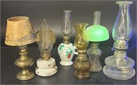 6 Antique Mini Oil Lamps