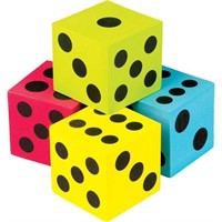 Colorful Jumbo Foam Dice 2.5" Cubes (4 Pack)