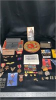 Various military pins, bars, medals, vintage