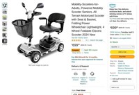 B6531  Mobility Scooter, Silver, 4 Wheel Folding