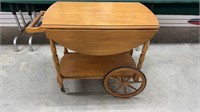 Wooden Wheeled Serving Cart w/Drop Sides