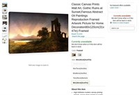 B6576   Canvas Artwork, Gothic Ruins at Sunset