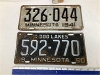 1941 & 50 Minnesota License Plates