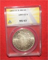 1890-CC Morgan Silver Dollar  MS63  ANACS