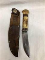 Early Marbles Hunting Knife w/ Sheath, Bone