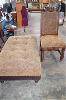 Heavy Wood Carved Chair & Matching Large Nail Head