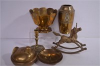 Assortment Of Brass Items, Rocking Unicorn & More