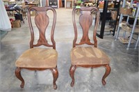 2- Very Sturdy & Clean Wide Seat Wood Chairs