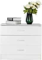 B6605  White 4-Drawer Dresser, Modern Nightstand,