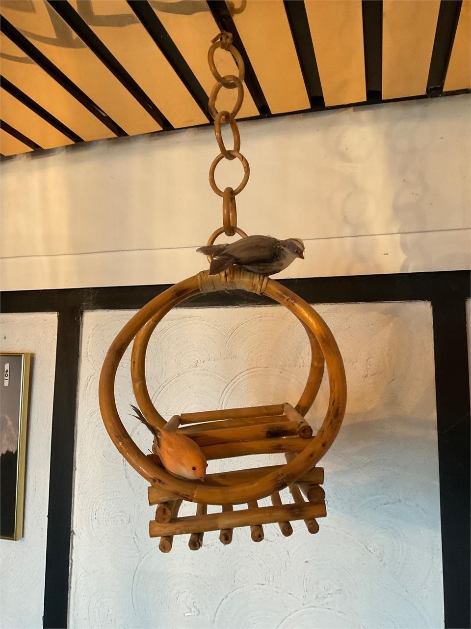 Vintage hanging bird display